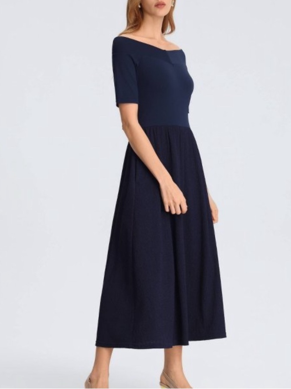 Navy Raglan Short Sleeve Midi A-Line Dress - A New Day- Large- NWT